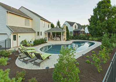 backyard pool patio and pavilion in Lancaster, PA