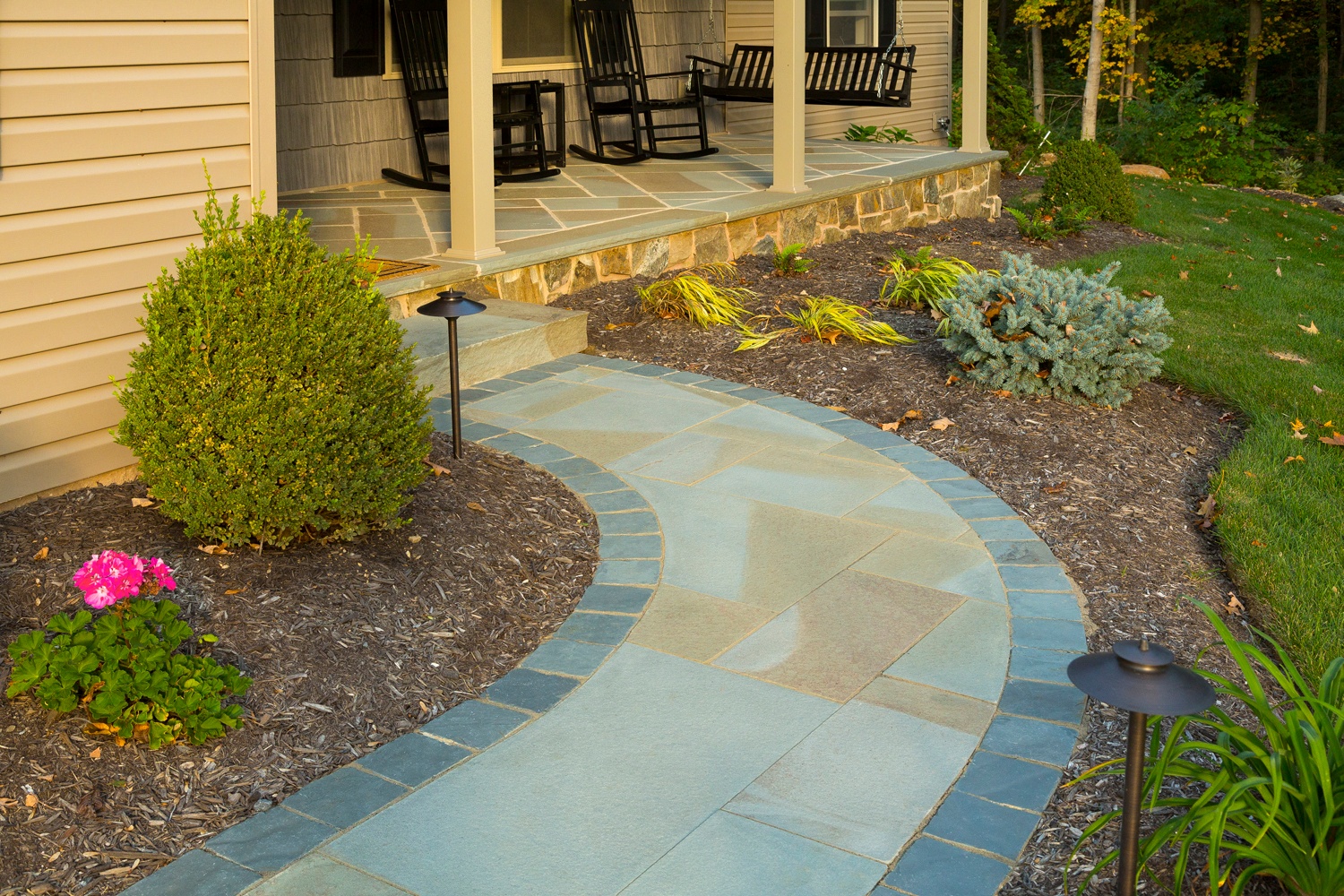 Flagstone walkway and porch