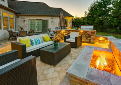 Patio with fire pit in Lancaster, PA