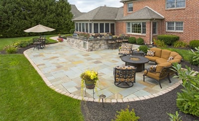 Flagstone patio, entertainment area, and outdoor kitchen in York, PA