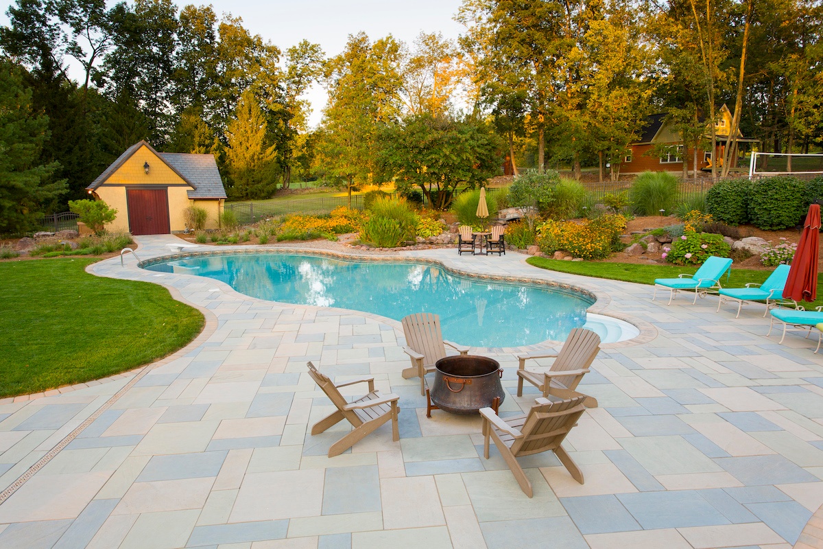 pool patio with large pavers